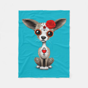 Couverture Polaire Jour rouge du chiot mort de chiwawa de crâne de