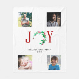 Couverture Polaire Joy Christmas 4 Photo Collage Photos de famille
