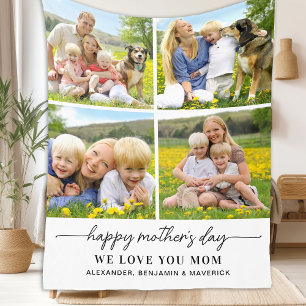Couverture Polaire Joyeuse Fête des mères Personnalisée Maman 4 Photo