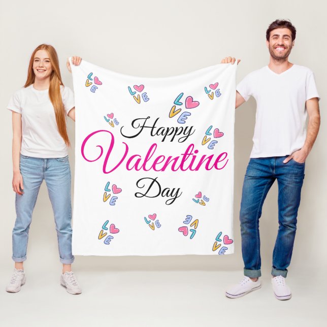 Couverture Polaire Joyeuse Saint-Valentin (En situation)