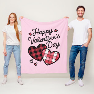 Couverture Polaire Joyeuse Saint-Valentin Léopard Carreaux Amour Coeu