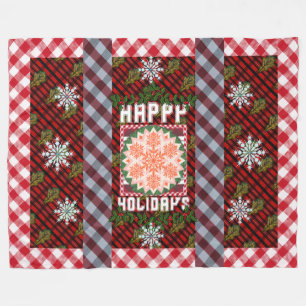 Couverture Polaire Joyeuses vacances Parade Feuille verte Blanche pol