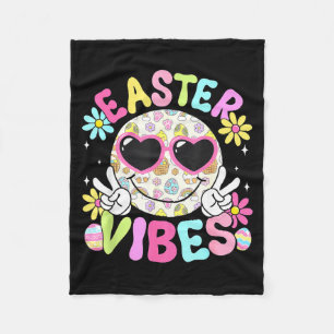 Couverture Polaire Joyeuses Vibrations de Pâques Lapin Mignon Bubble