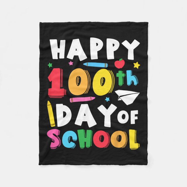 Couverture Polaire Joyeux 100ème Jour De L'École Enseignant Enfants 1 (Devant)