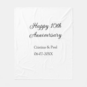 Couverture Polaire Joyeux 10e anniversaire simple nom de mariage mini