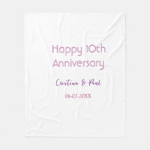 Couverture Polaire Joyeux 10ème anniversaire de mariage simple nom mi