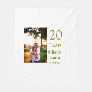 Couverture Polaire Joyeux 20e anniversaire nom du couple date or