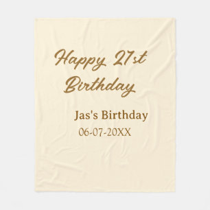 Couverture Polaire Joyeux 21e anniversaire brun pastel jaune nom date
