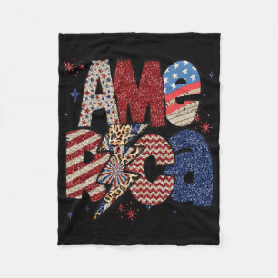 Couverture Polaire Joyeux 4 juillet Léopard Usa Drapeau Américain Pat