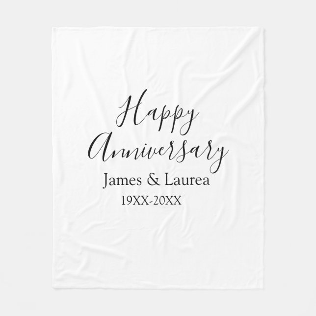 Couverture Polaire Joyeux anniversaire mariage nom date année simple  (Devant)
