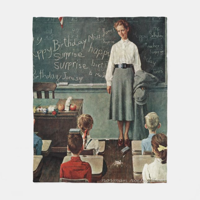 Couverture Polaire Joyeux anniversaire, Miss Jones par Norman Rockwel (Devant)