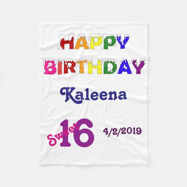 Couverture Polaire Joyeux Anniversaire Sweet 16 (Devant)