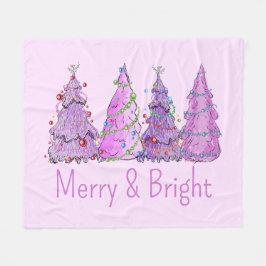 Couverture Polaire Joyeux Arbres De Noël Roses Et Violets