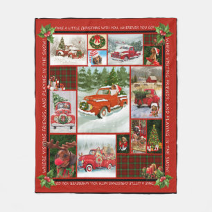 Couverture Polaire Joyeux cadeau de Noël Camion rouge voiture Noël,