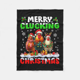 Couverture Polaire Joyeux clucage Noël Drôle poulet Santa Hat X