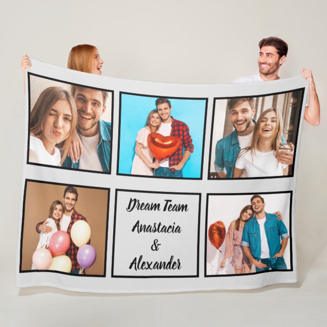 Couverture Polaire Joyeux couple moderne personnalisée photo Valentin (En situation)