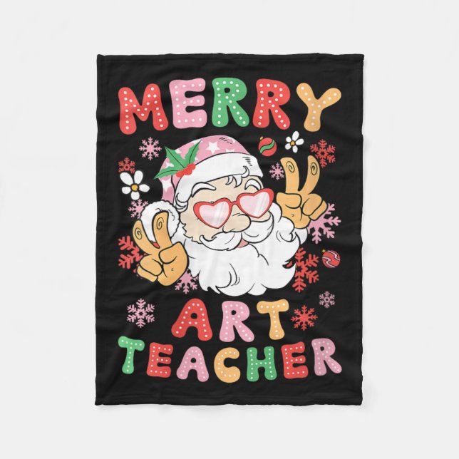 Couverture Polaire Joyeux enseignant d'art Noël Enseignement d'art Xm (Devant)