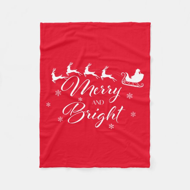 Couverture Polaire Joyeux et lumineux avec Père Noël & Sleigh (Devant)
