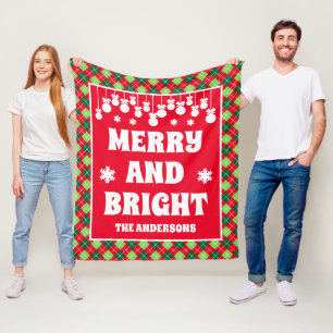 Couverture Polaire Joyeux et lumineux Jacquard de Noël Famille Vacanc