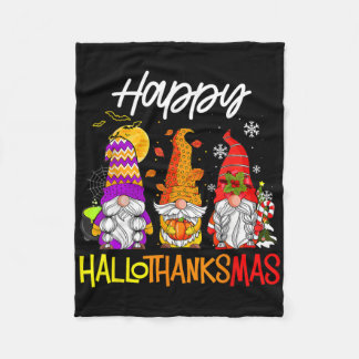Couverture Polaire Joyeux Gnomes de Hallothanksmas Halloween Thanksgi