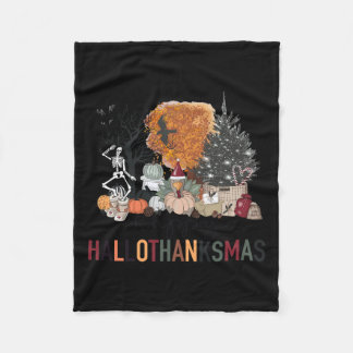 Couverture Polaire Joyeux Hallothanksmas Squelette Turquie Noël Hal