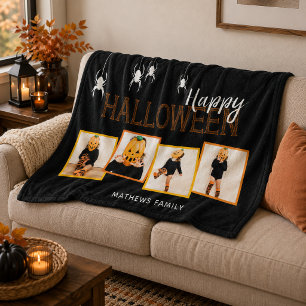 Couverture Polaire Joyeux Halloween Collage de Photos Personnalisé Ar