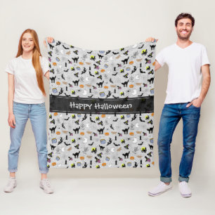 Couverture Polaire Joyeux Halloween Random Iconic Motif Grey