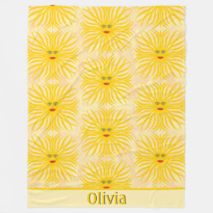 Couverture Polaire Joyeux Jaune Rouge Motif de la Face Enfants