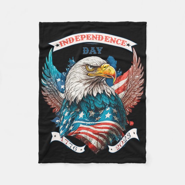 Couverture Polaire Joyeux Jour de l'Indépendance Aigle Américain Et D (Devant)