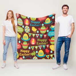 Couverture Polaire Joyeux jour de Pâques - Lapin Motif Et Oeufs Pâque