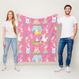Couverture Polaire Joyeux Jour de Pâques - Motif Drôle Lapin Et Oeufs