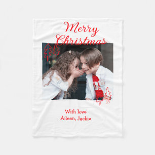 Couverture Polaire Joyeux Noël arbre de Noël rétro photo d'enfants