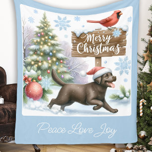 Couverture Polaire Joyeux Noël au chien chiot du Labrador Retriever