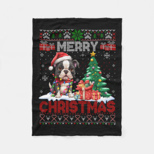 Couverture Polaire Joyeux Noël Boston Terrier Amoureux de les chiens