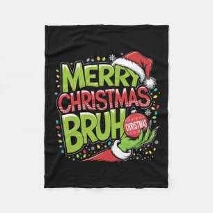 Couverture Polaire Joyeux Noël Bruh Green Hat Santa Hat Fam