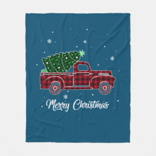 Couverture Polaire Joyeux Noël Buffalo Camion Arbre Rouge Plaid Pour