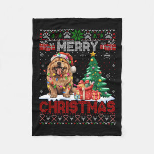 Couverture Polaire Joyeux Noël Chow Chow Amoureux des chiens Famille