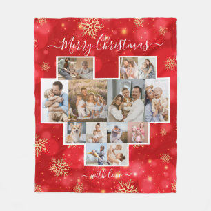 Couverture Polaire Joyeux Noël Famille Coeur Photo moderne Collage