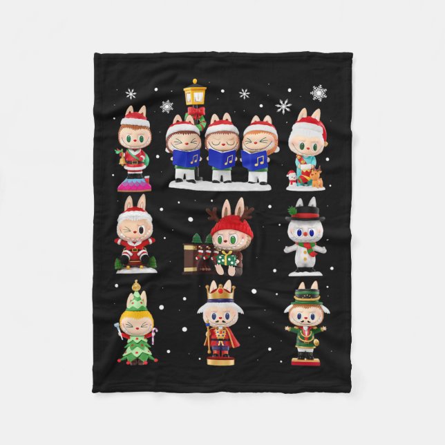 Couverture Polaire Joyeux Noël Labubu Lover Cute Labubu Les Monstres  (Devant)