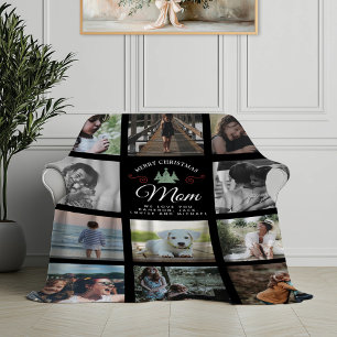 Couverture Polaire Joyeux Noël Maman Famille moderne Photo Collage