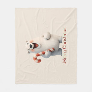 Couverture Polaire Joyeux Noël mignon Ours Polaire Design