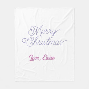 Couverture Polaire joyeux noël nom bleu amour simple bleu violet