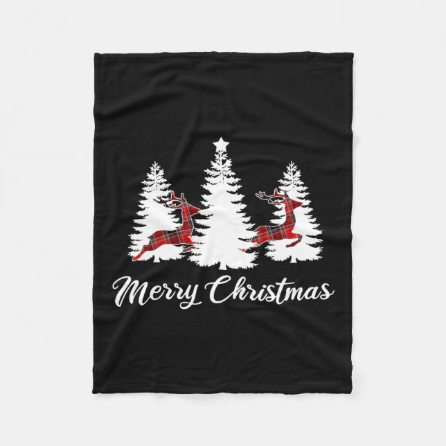 Couverture Polaire Joyeux Noël pour les femmes Buffalo Plaid Reindeer (Devant)