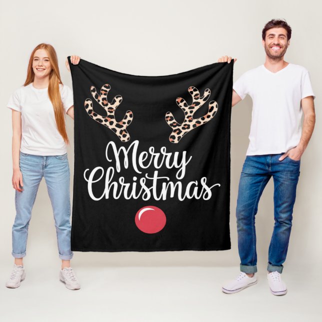 Couverture Polaire Joyeux Noël Reindeer Noël Famille Cadeau (En situation)