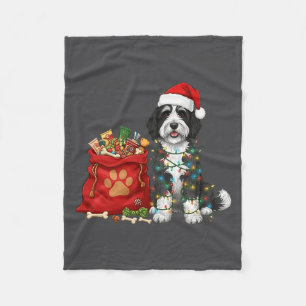 Couverture Polaire Joyeux Noël Sheepadoodle Lumières Chien Maman Shee