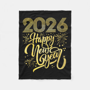 Couverture Polaire Joyeux Nouvel An 2026 Feu d'artifice