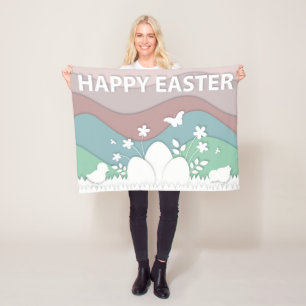 Couverture Polaire Joyeux oeufs de Pâques, fleurs et abeilles Fleece 