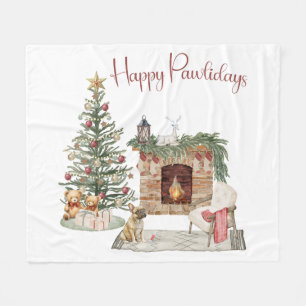 Couverture Polaire Joyeux Pawlidays Design de Chien - Bouledogue Fran
