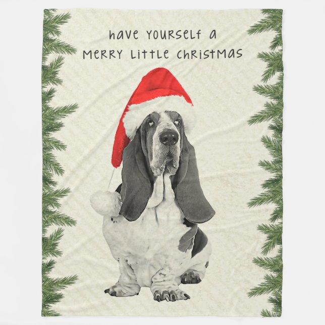 Couverture Polaire Joyeux petit Noël de Basset Hound (Devant)