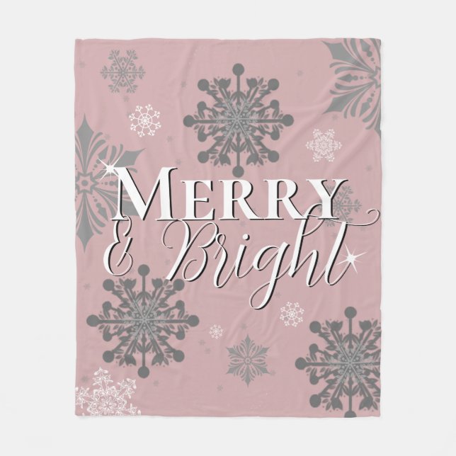 Couverture Polaire Joyeux rose et flèches de neige brillantes Noël (Devant)